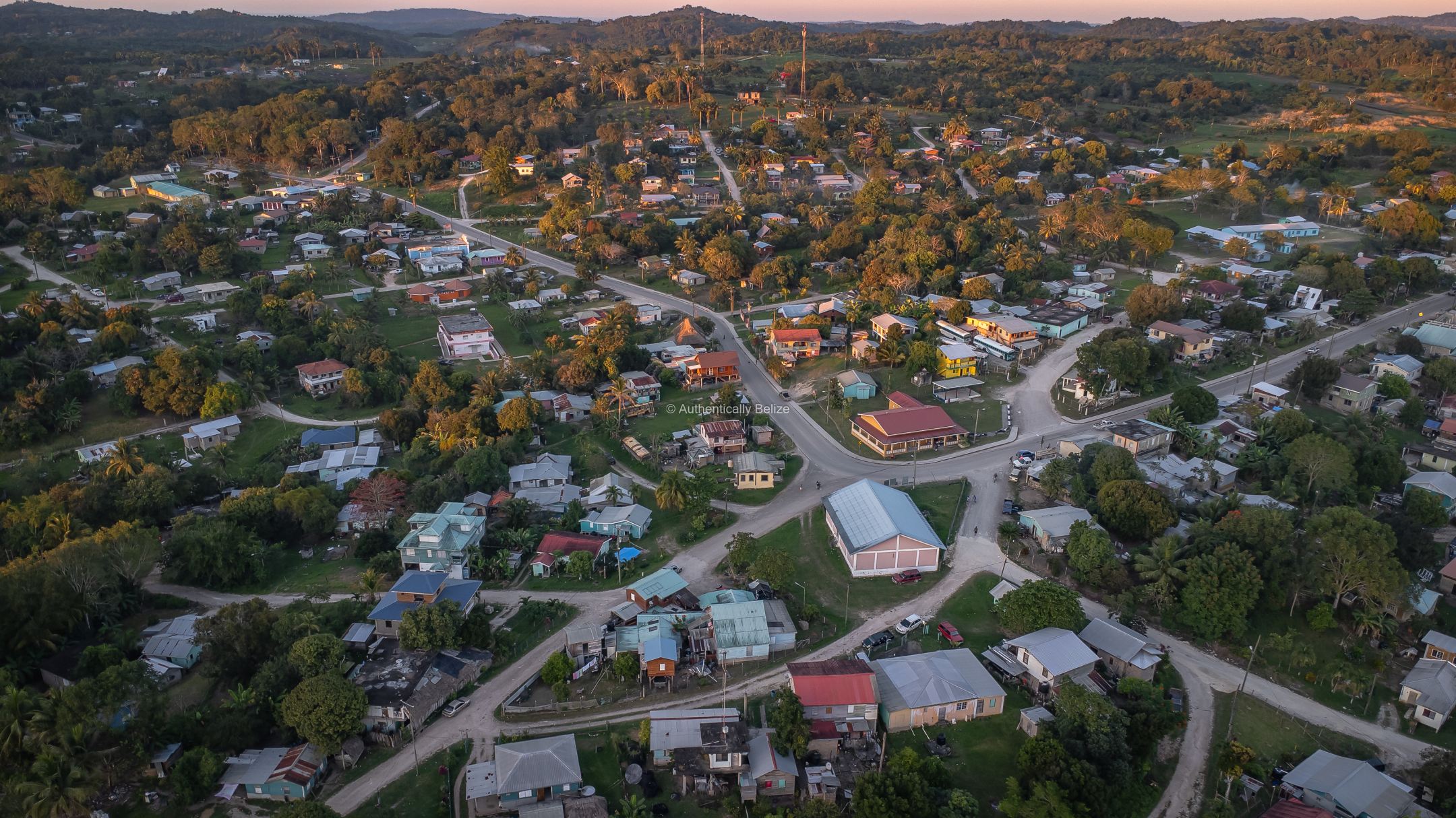 Overlooking San Antonio Village in Cayo from A Drone